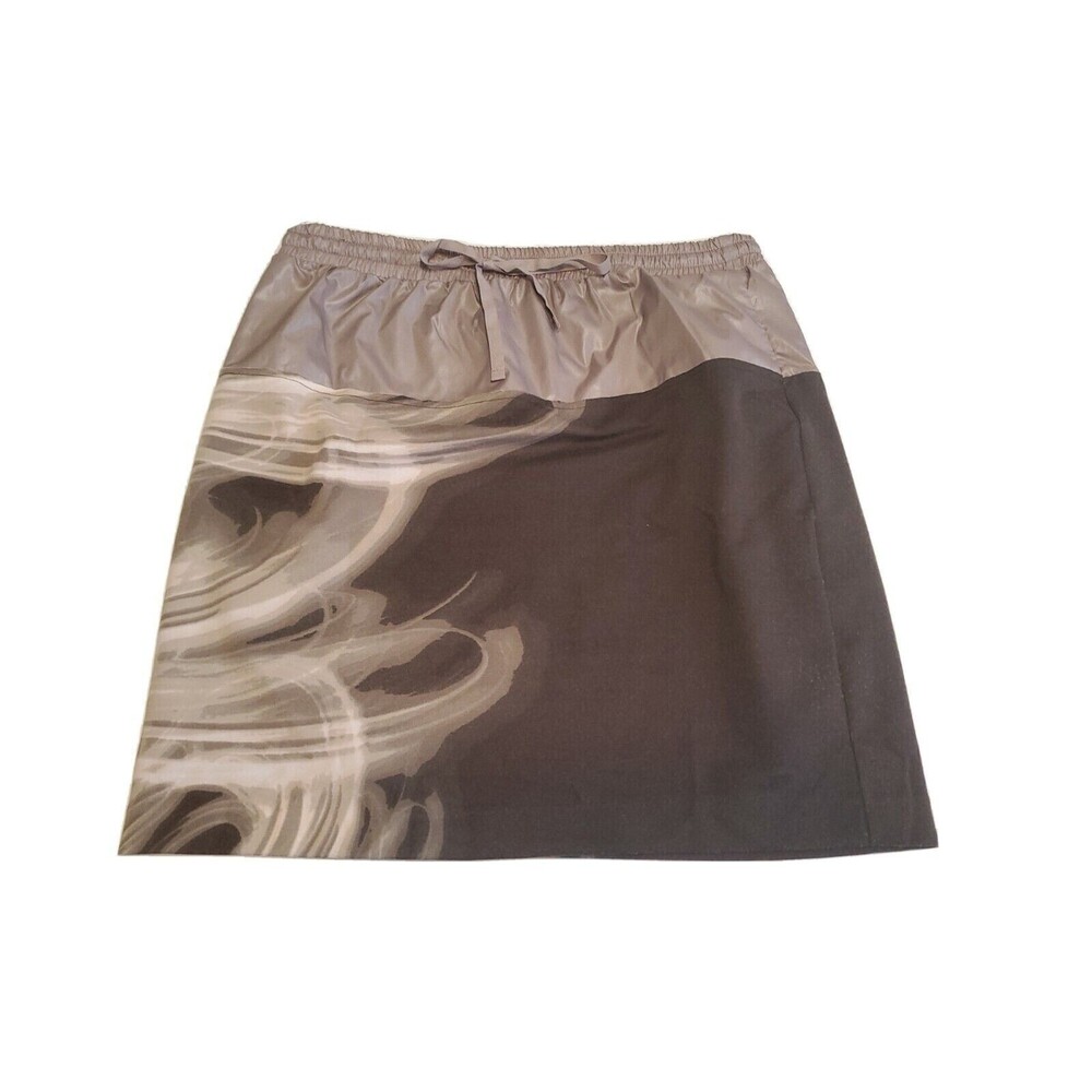 Simply Vera Wang Mini Skirt Womens Medium Pull On Drawstring Brown Mixed Media